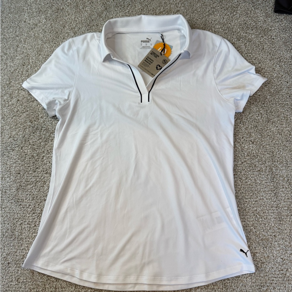 PUMA Women's White Short Sleeve Polo -NEW! Size Small